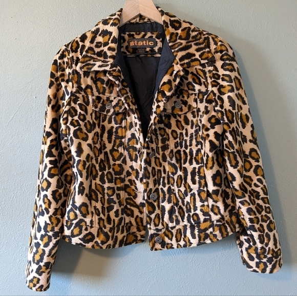 Y2K Static Leopard Print Cropped Jacket Size S - Picture 2 of 12